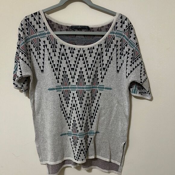 Peruvian Connection Pima Cotton Sweater Like Short Sleeve Top - Picture 1 of 7